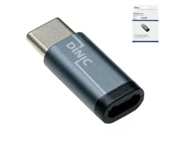 Adattatore, spina USB C a presa Micro USB in alluminio, grigio spazio, DINIC Box